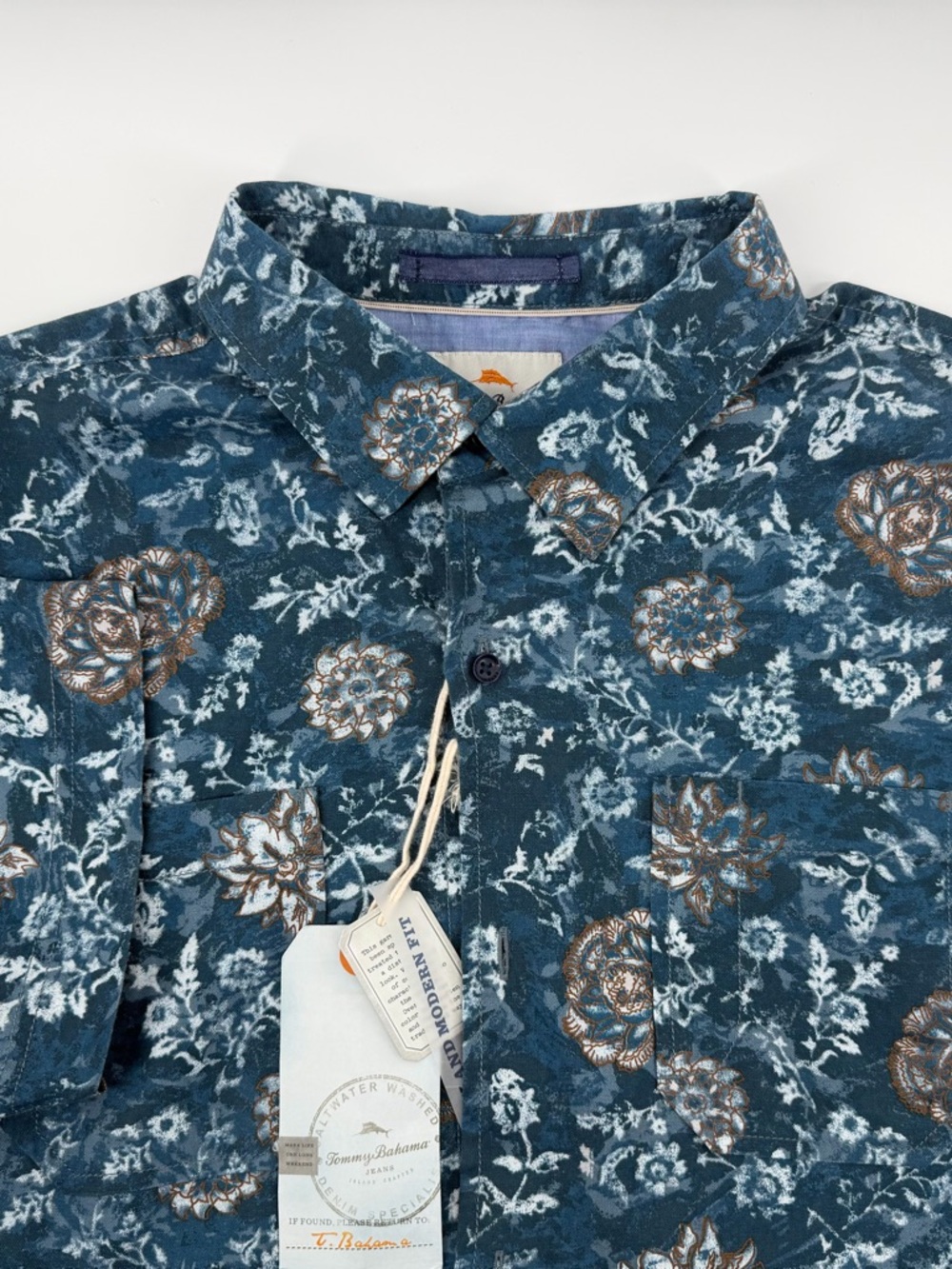 Tommy Bahama Teal Blue Floral Button-Down Shirt